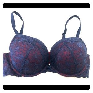 Torrid Navy Blue and Fuchsia Lace Push-up Bra